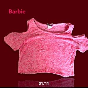 A pink cut crop top